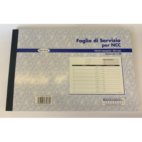 Foglio di Servizio per NCC
