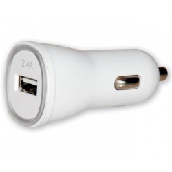 Caricatore da Auto Universale 1 Porta USB con Uscita 5V 2.4A Bianco