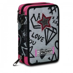 Astuccio 3 Zip Seven Zipper Glamy Girl
