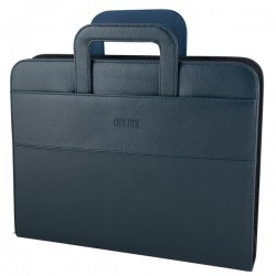 Portablocco similpelle con anelli - blu - City Time