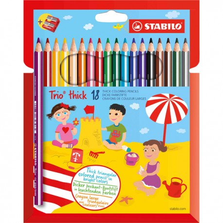 Stabilo Trio Maxi matita colorata colori assortiti - Astuccio da 18