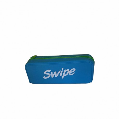 Astuccio Bustina Silicone 1 Zip Swipe Celeste Fluo