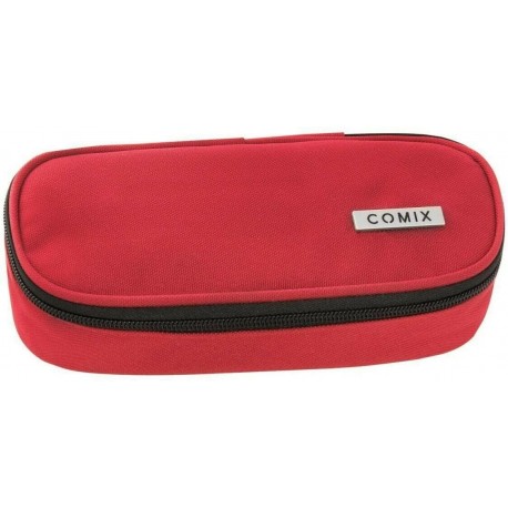 Astuccio Scuola Ovale Comix Organizzato Monocolore Rosso
