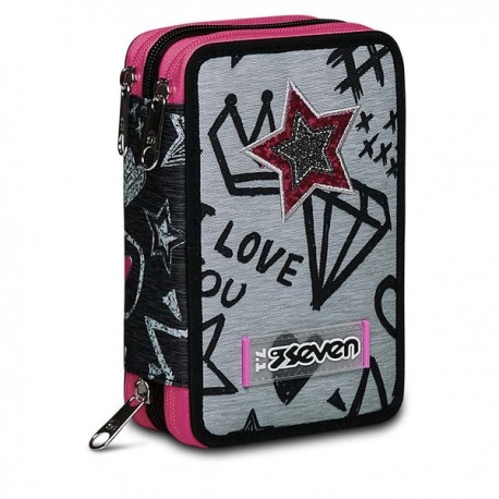 Astuccio 3 Zip Seven Zipper Glamy Girl