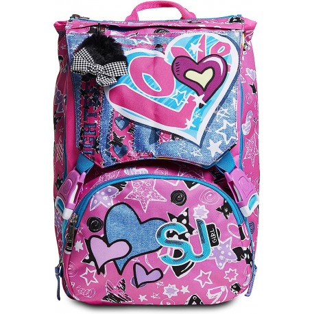 Zaino Scuola Estensibile - SJ Cuteled Girl Bambina - Rosa - Flip System diverse fantasie con cu